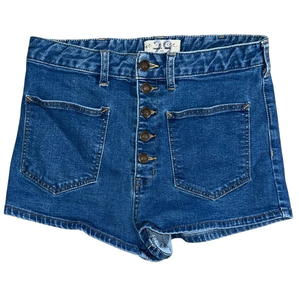 We the Free Bridgette Button Fly High Rise Denim Jean Shorts Women Size 29 Long